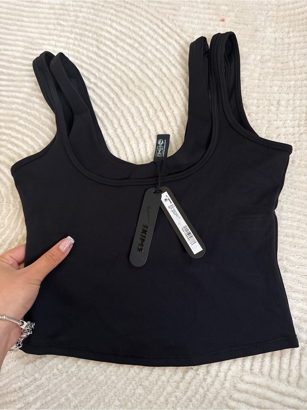 NIKE SKIMS Black Double-Strap Crop Tank Top